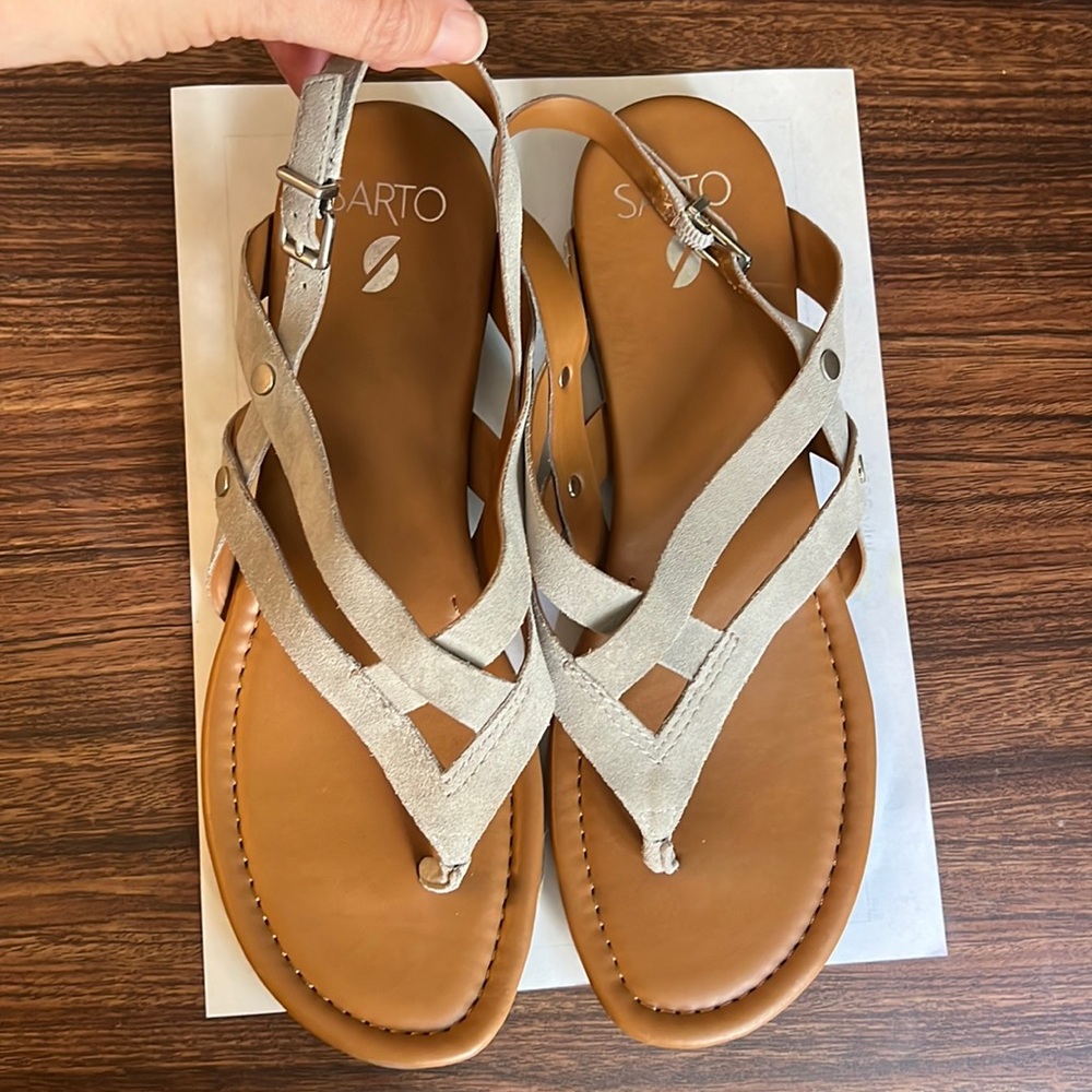 Sarto grey Gretchen Strappy Suede Sandal